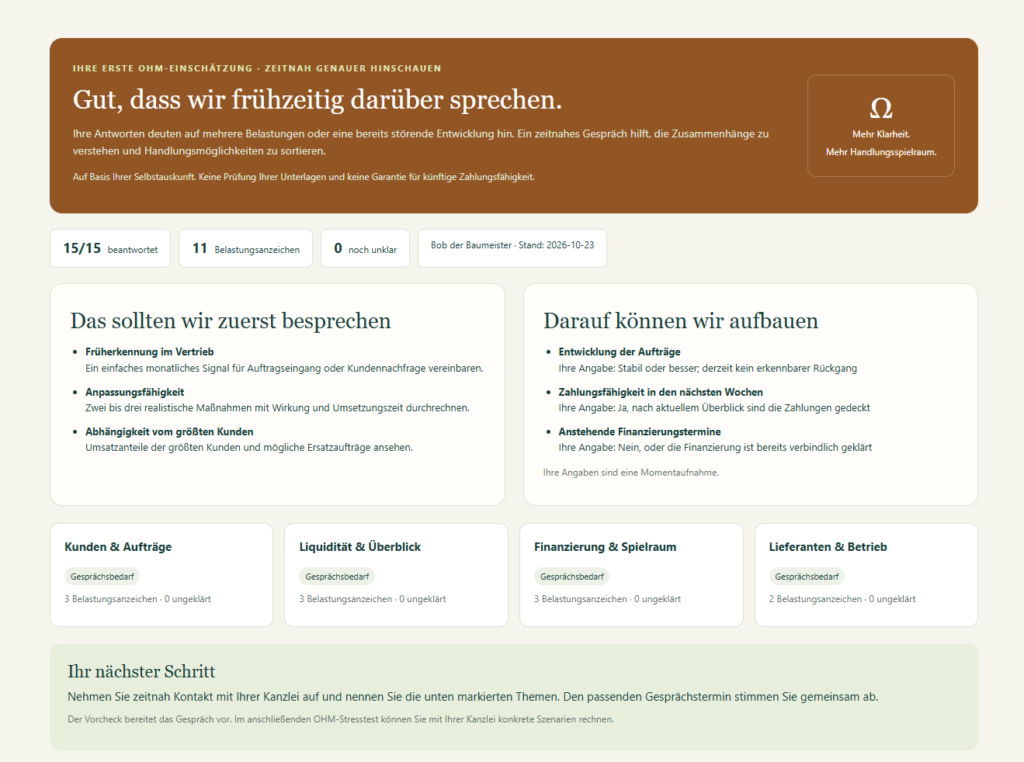OHM Vorscheck Ergebnis Screenshot